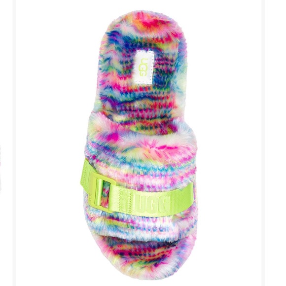 Ugg Fluffita bright multi color slippers. Slides. SZ. 8. NIB NWT - Picture 5 of 13